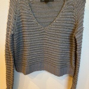 Marc By Marc Jacobs Gray Open-Knit V-Neck Sweater